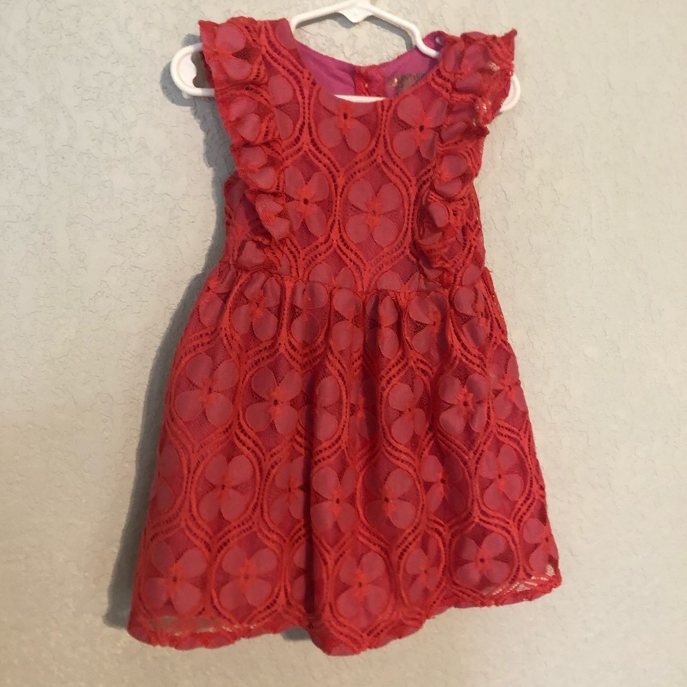 Pink floral lace 3T dress